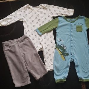 2 pajamas and a grey pants for 12-18 months